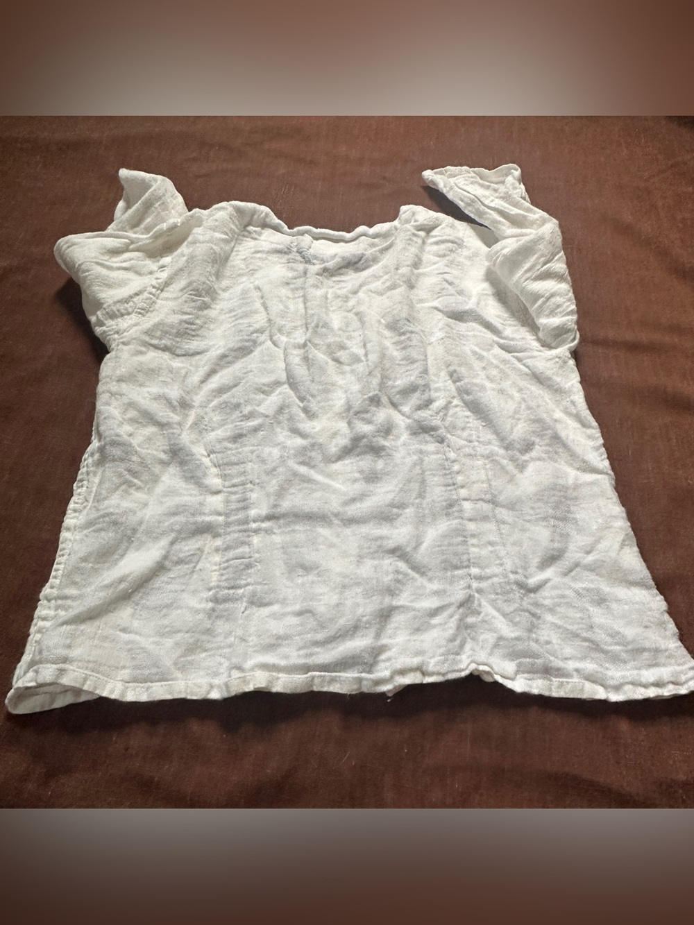 FLAX Cream Button-Front Linen Top - Picture 7 of 7